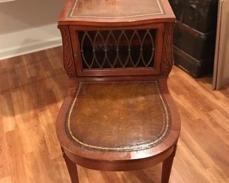 ANtique leather top end table