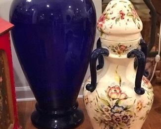 Blue & floral vases