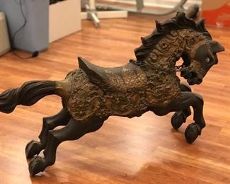 Vintage wooden and brass horse