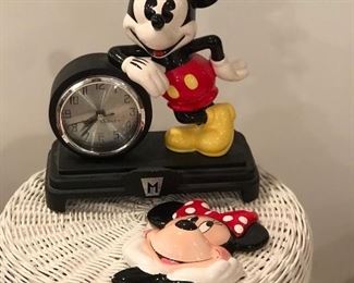 Mickey mouse clock & minnie mouse wall placque