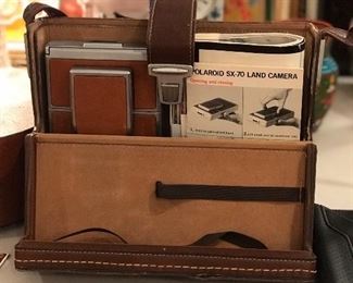 Vintage Polaroid camera and case