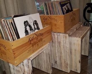 Set of primitive nesting tables and assorted albums