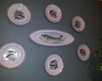 Set of Limoges fish plates