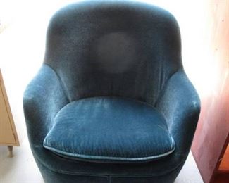 Beautiful Blue Velvet Swivel Chair