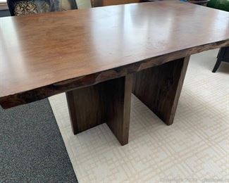 Handcarved Polished Wood Dining Room Table