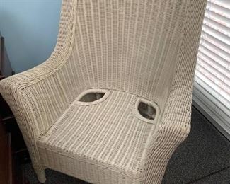 Outdoor White Wicker Chair