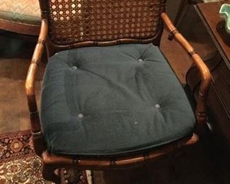 A WONDERFUL FRENCH STYLE OPEN ARM CHAIR WITH CANE BACK AND SEAT WITH CUSHION PRICE $525 perfect condition
