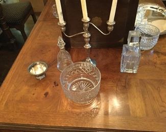 MORE CRYSTAL, AND ONE OF A PAIR OF STERLING CANDLE HOLDERS STERLING PRICE$ 285