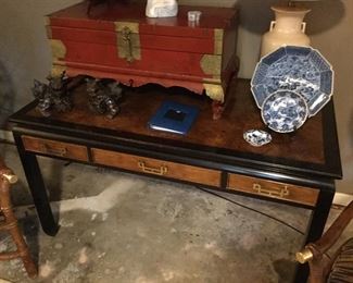CENTURY FURNITURE ASIAN STULY DESK WITH DRAWERS SIZE 30" WIDE AND 54 1/2 " AND 30 " TALL PRICE $750