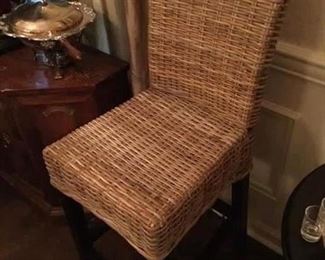 PAIR OF WOVEN CANE BAR STOOLS PRICE $250 PAIR
