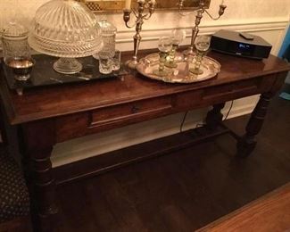 WALNUT SIDE TABLE WITH 2 DRAWERS, $795