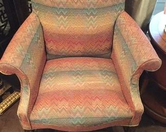 ONE OF A PAIR OF CHINESE CHIPPENDALE ROLED ARM CHAIRS PRICE $400 SOME DAMAGE TO ONE CHAIR LEG