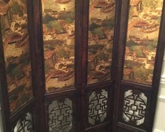 4 PANEL FOLDING SCREEN IN ASIAN TASTE FINISHED ON BOTH SIDES PRICE $250