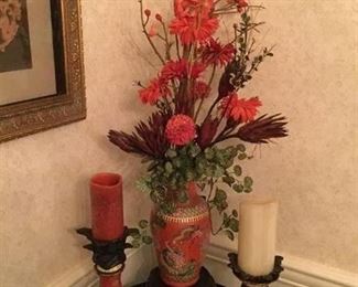 FLORAL ARRANGEMENT IN ASIAN STYLE VASES BUT STANDS ARE NOT INCLUDED PRICE $65 EACH