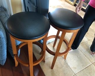 TWO LEATHER STOOLS