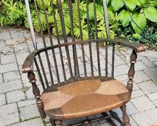 Antique Rush Seat Windsor Rocking Chair