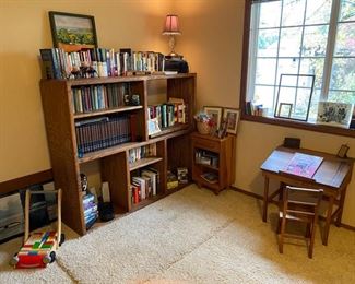 Books, Shelf, Vintage School Desk 