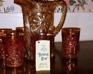 Carnival Glass with original tags and boxes