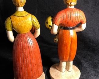 Sylvia Hood Original Vintage Harvest Couple Chalkware Figurines Circa 1960-1965