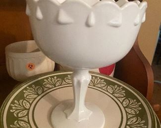 Milk glass pedestal Bowl