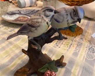 Vintage bisque porcelain bird figurine collection
