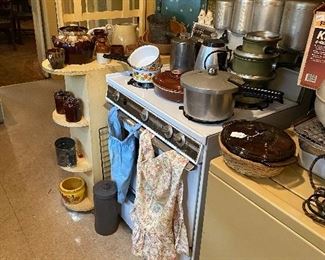 Vintage aprons cookware aluminum canister sets