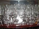 Etched and cut glass wine glasses and goblets