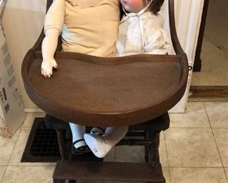 Vintage Highchair with Dolls