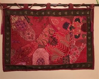 large red wall hanging
