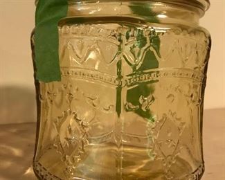yellow depression glass cookie jar