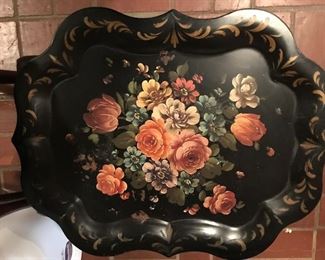 large tole tray with roses