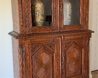 Stunning Chest w Doors and Drawers Hand Carved 