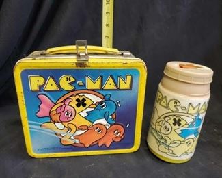 Vintage Pac-Man Metal Lunchbox with Thermos