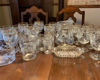 Gold Trimmed Pitchers, Glasses, and Goblets