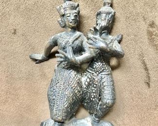 $65 Thai two-figures (metal).  4.75" H,  2.5" W,  1.75" deep. Weight 12.2 ounces Weight 12.2 ounces