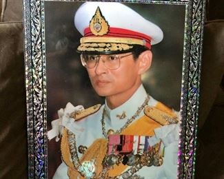 $100 Mother of Pearl framed picture of the King of Thailand. 23" H x 17" W.  