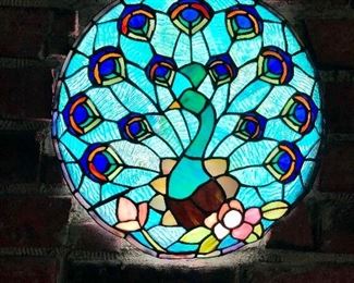 $95 - 14" diam.  Peacock stained glass