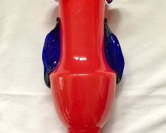 $20 Red glass vase fluted edge.  8.25" H, 4" diam.  