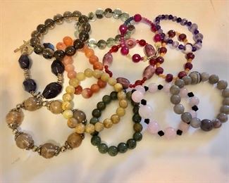 $8 Each  stone beaded bracelets for small sized wrist.  Sizes range from 1.75" to 2" diam.  