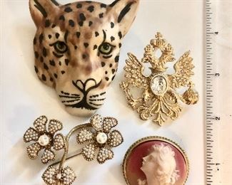 $12 each pin Leopard Head, cameo  pin are  SOLD 