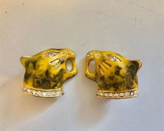 $20 Lion clip earrings.  Each approx 1.25" W. 