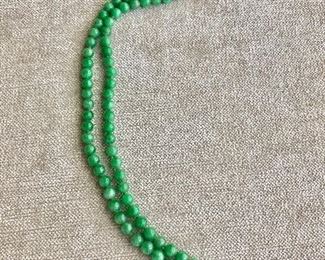 $120 Jade beaded necklace.  21" L. 