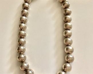 $100 Sterling silver Mexico beaded necklace 15.5 inches long Beads measure 5/8 of an inch wide 