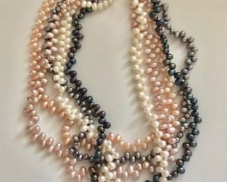 $95 Multi-strand pearl necklace with 14K clasp.  17" L. 