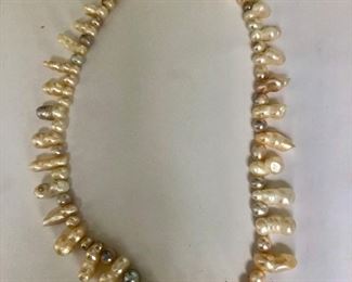 $40 Irregular shaped pearl necklace 18" long 