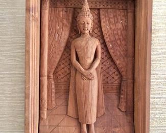 $60  Wooden carved figure. 11" W x 15" H. 