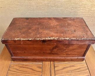 $50 Vintage wood storage box.  19.5" W, 9" D, 8.5" H. 
