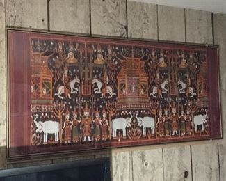 $150 Cloth, framed tapestry 73.5 Wide by 33.5 High