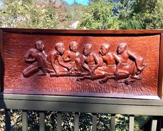 $125 Wood carved art 52" W by 21" H 
