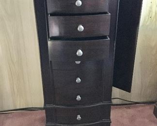 $50 Jewelry chest.  16" W, 10.5" D, 39.5" H. 